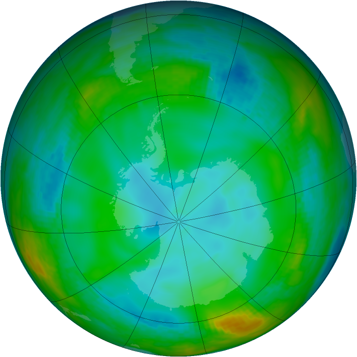 Antarctic ozone map for 09 June 1982
